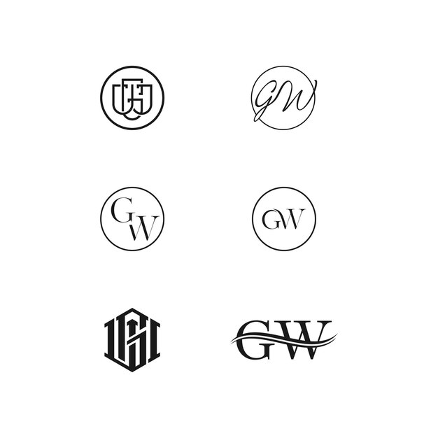 Vector brief gw initiële logo-ontwerp