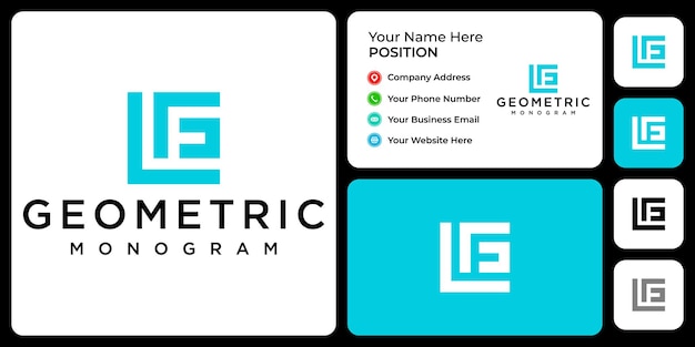 Brief LFG monogram bedrijfslogo ontwerp met sjabloon voor visitekaartjes.