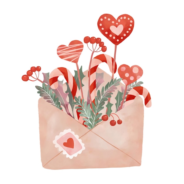 Brief met bloemen en snoep