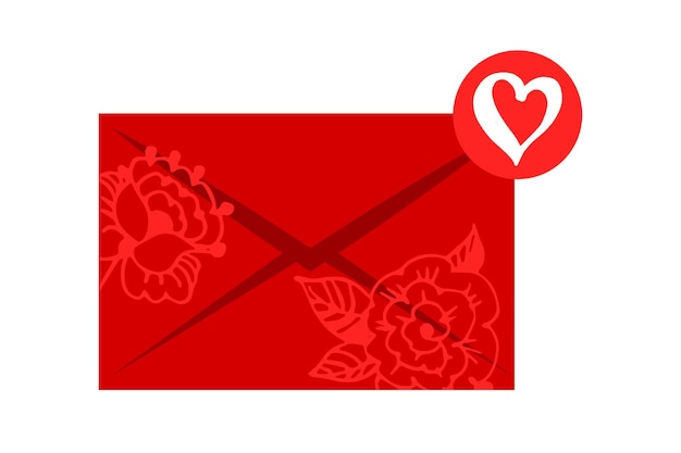 Brief met hart, bericht van liefde in envelop, Illustratie van een liefdesbrief. Vector illustratie. Vlak