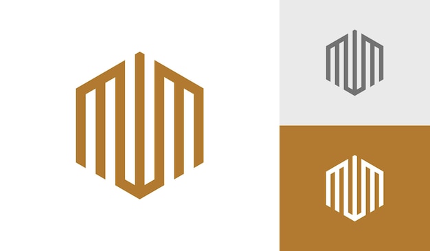 Brief MWM initiële zeshoek monogram logo ontwerp vector