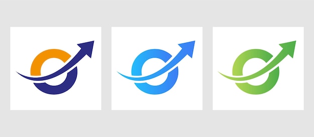 Brief O Financieel Logo. Marketing en financiële zaken met groeipijlsymbool