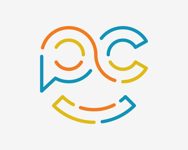 Brief PC Happy Face Smile Funny Joyful Infinity Loop Line Linear Color Colorful Vector Logo Design