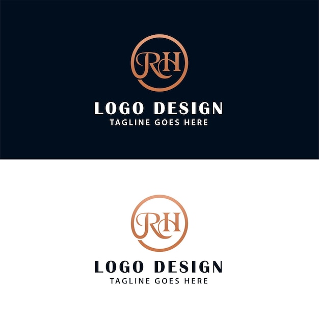 Brief rh circle logo-ontwerp met vectorformaat