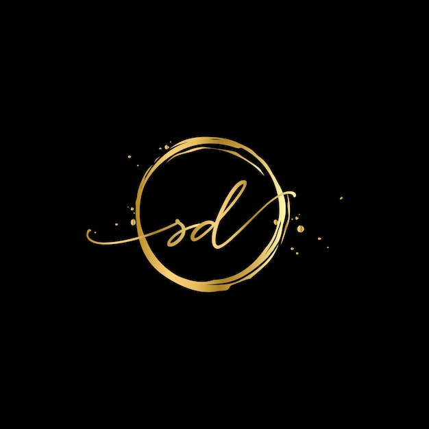 Brief SD Monogram ontwerpelementen sierlijke sjabloon Gold Beauty Industry fashion logo