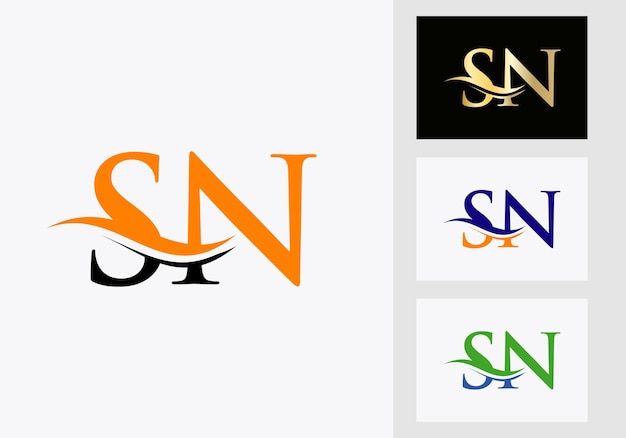 Brief Sn Logo ontwerp. SN-logotype sjabloon