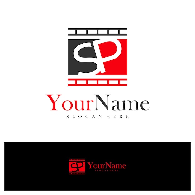 Brief SP met Cinema logo ontwerp vector sjabloon Initial SP Cinema logo concepten illustratie