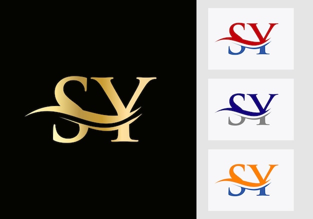 Vector brief sy logo ontwerp. sy-logotype sjabloon