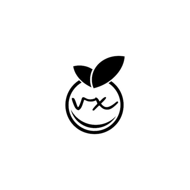 Brief VX Monogram ontwerp oranje fruit pictogram vector eenvoudig en modern logo