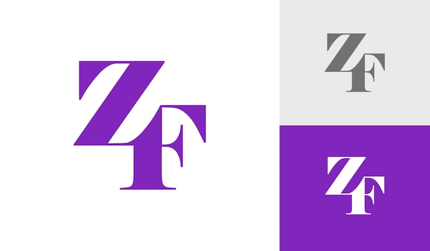 Brief ZF eerste monogram logo-ontwerp