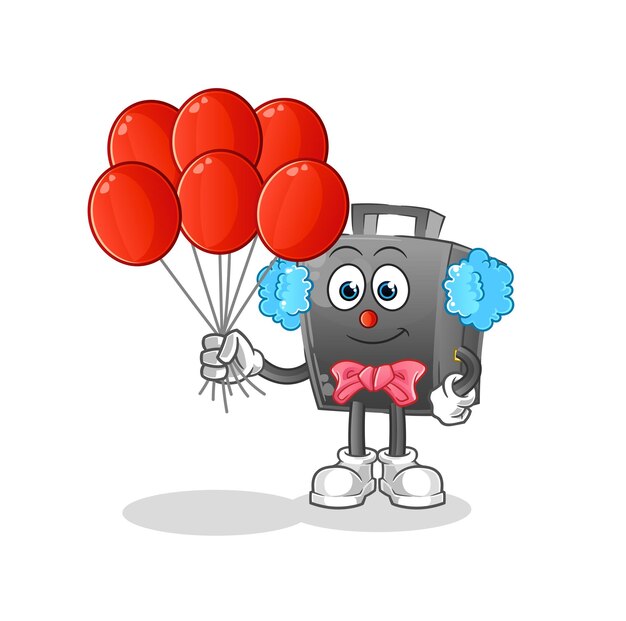 Briefcase clown with balloons vector. cartoon character