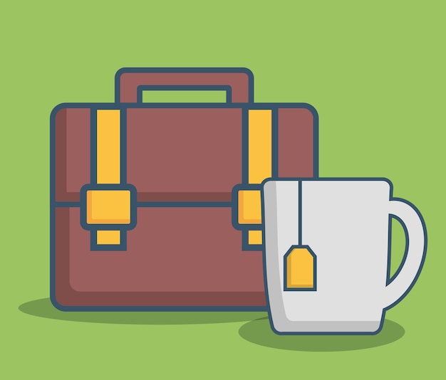 Vector briefcase and coffee mug icon