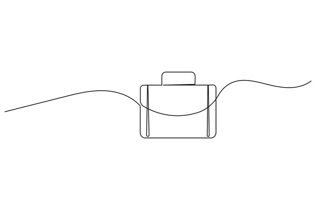 Briefcase continuous one line drawing and minimalist style isolate outline vector icon