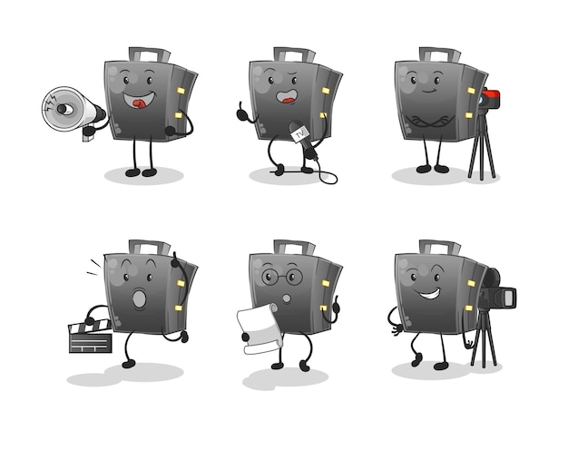 Briefcase entertainment group character. cartoon mascot vector