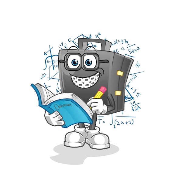 Briefcase geek cartoon. cartoon mascot vector