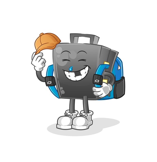 Briefcase goes to school vector. cartoon character