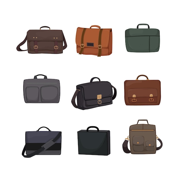 Briefcase man cartoon icons set vector