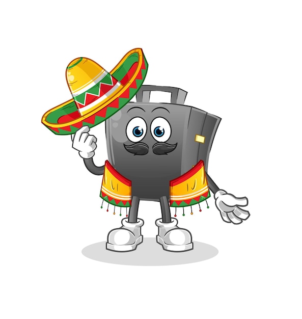 Briefcase Mexican culture and flag cartoon mascot vector