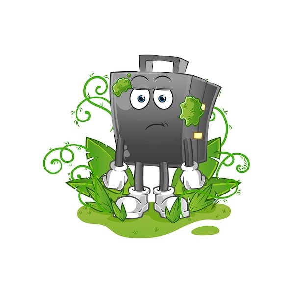 briefcase waiting too long mascot. cartoon vector