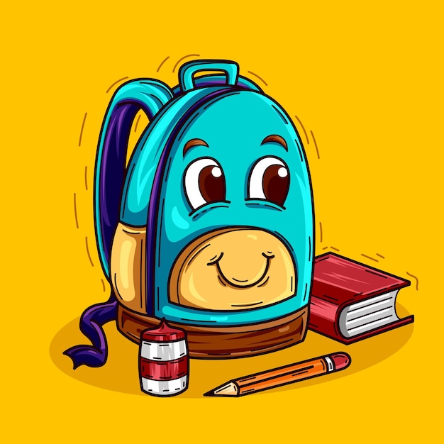 Briefcase with smile in cartoon style vector illustration design for school season