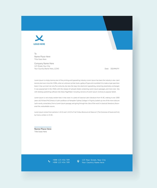 Vector briefhoofd modern corporate design template premium vector