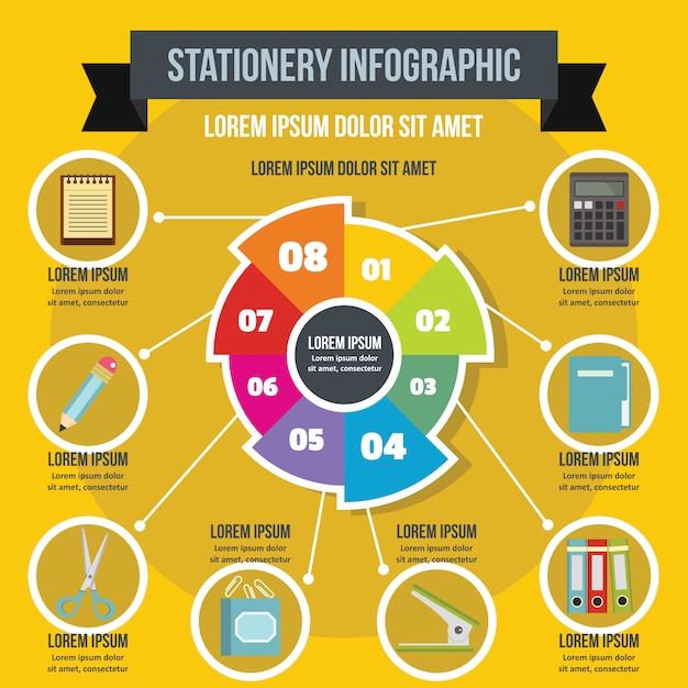 Briefpapier infographic concept, vlakke stijl