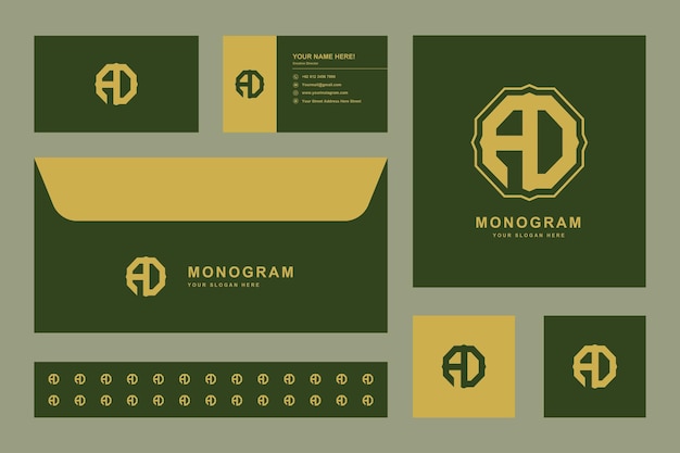 Brieven AD of DA monogram sjabloon logo initiaal voor briefpapier ontwerp