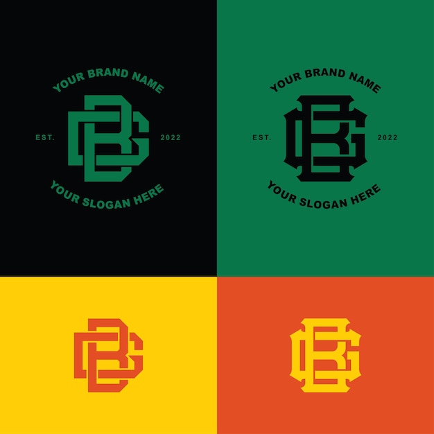 Brieven BG of GB monogram sjabloon logo initiaal voor kleding, kleding, merk