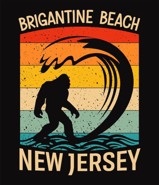 Vector brigantine beach new jersey bigfoot t-shirtontwerp