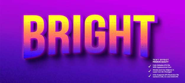 Bright 3d editable text effect