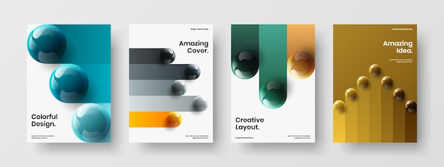 Bright 3d spheres booklet layout composition