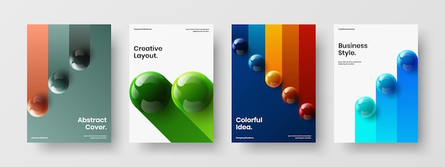 Bright 3D spheres brochure illustration set