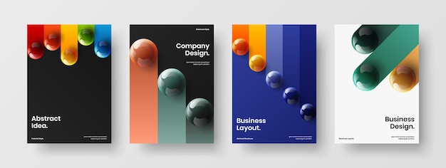 Bright 3D spheres poster template bundle