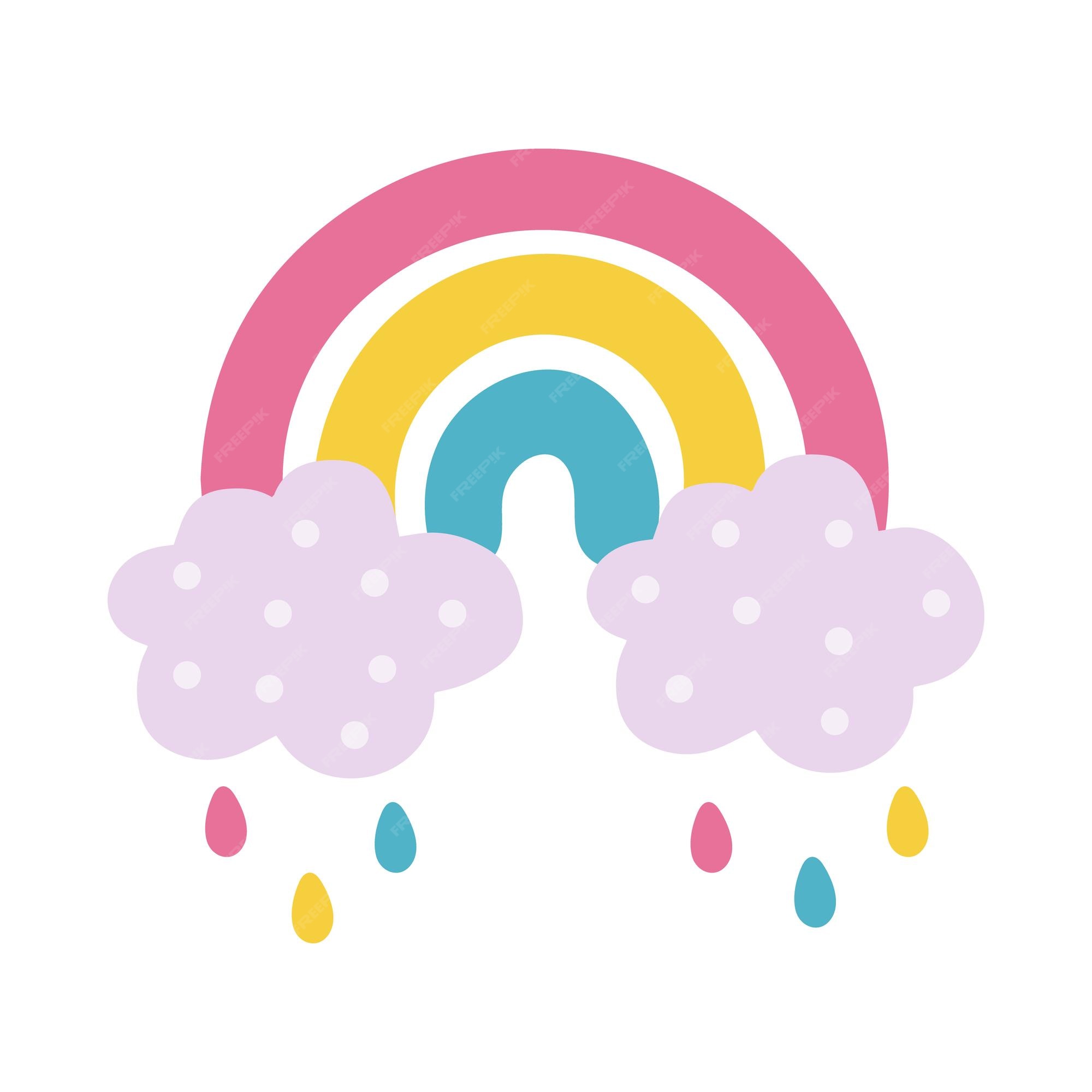 Premium Vector | Bright abstract rainbow with a cloud and colorful ...