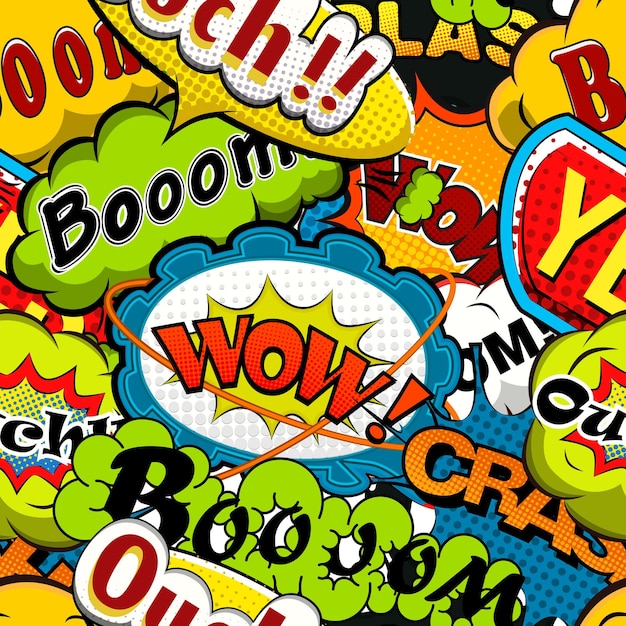 Яркие и разноцветные комиксы speech bubbles seamless pattern