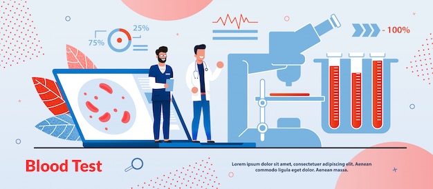 明るいバナー碑文血液検査コンセプト。