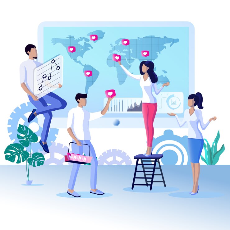 Bright Banner Target Audience Management Flat 
