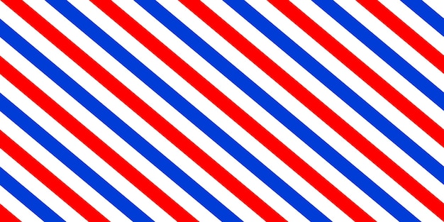 Vettore bright barber shop pattern senza cuciture con strisce blu e rosse su bianco