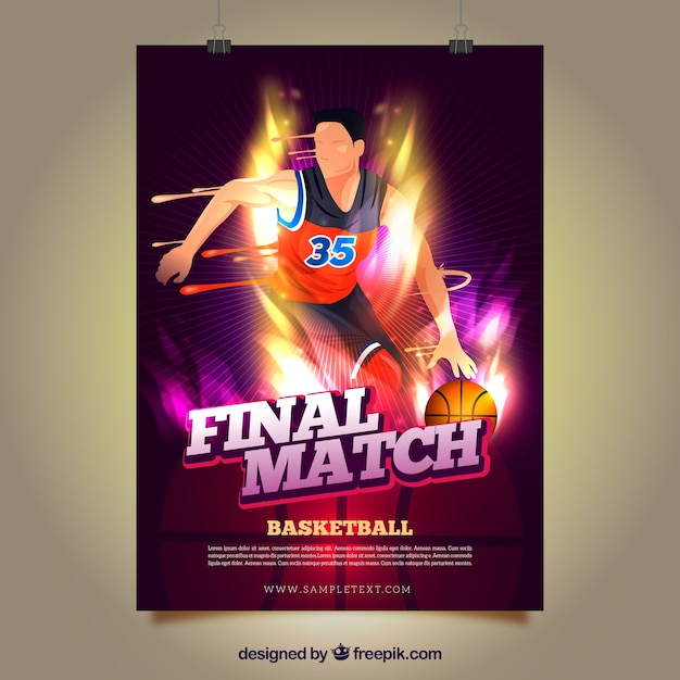 Vector bright basketball player poster