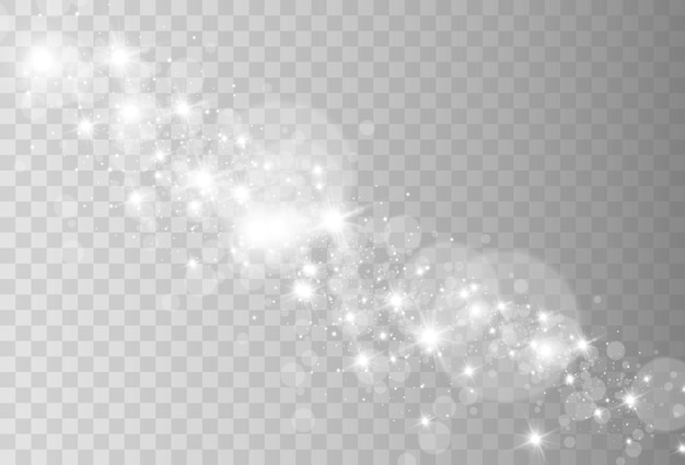 Bright beautiful glitters or sparks on a transparent background.Vector illustration of a sparkling 