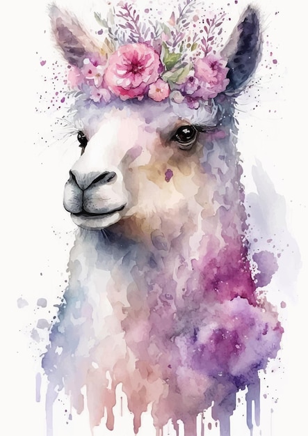 Bright and beautiful llama illustration