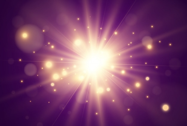 Bright beautiful star. illustration of a light effect on a transparent background.