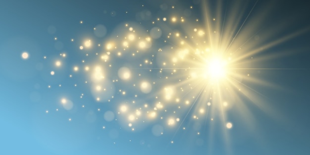 Bright beautiful star. illustration of a light effect on a transparent background.