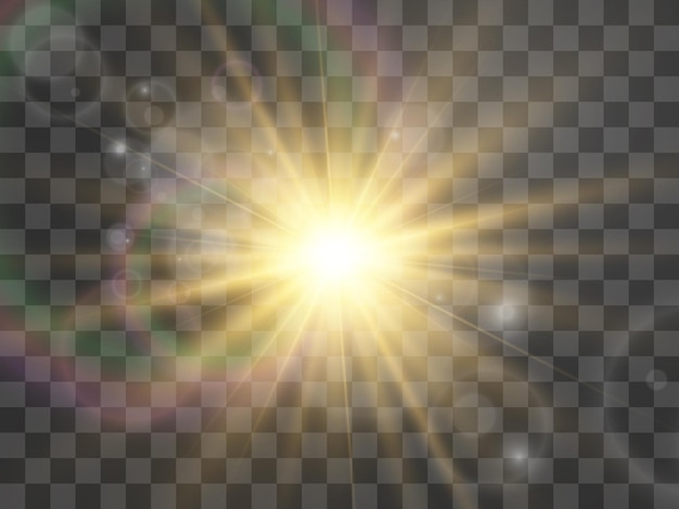 Яркая красивая звезда. Иллюстрация светового эффекта на прозрачном фоне.