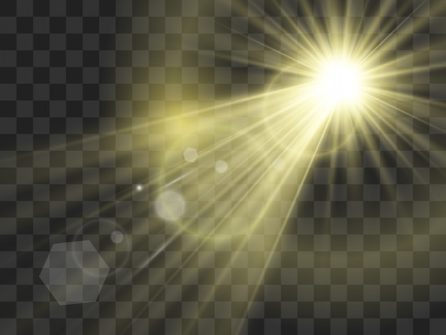 Vector bright beautiful star. illustration of a light effect on a transparent background.