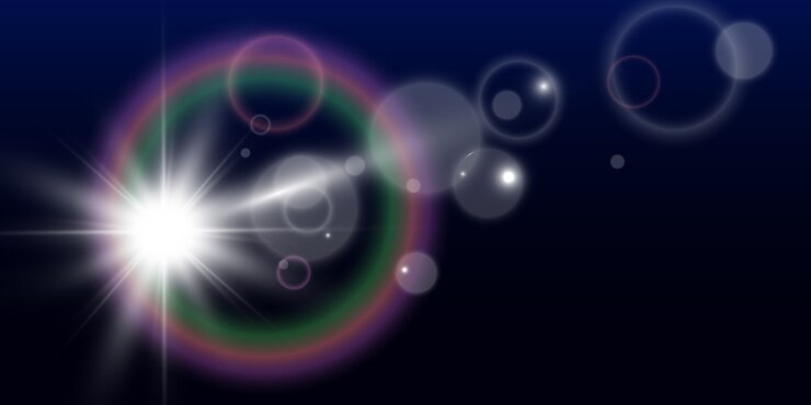 Vector 明るく美しい星。透明な背景に光の効果のイラスト。
