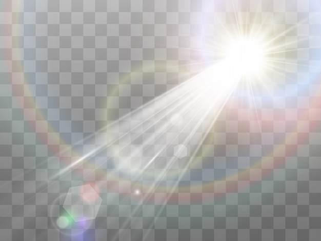 Bright beautiful star.   a light effect on a transparent background.