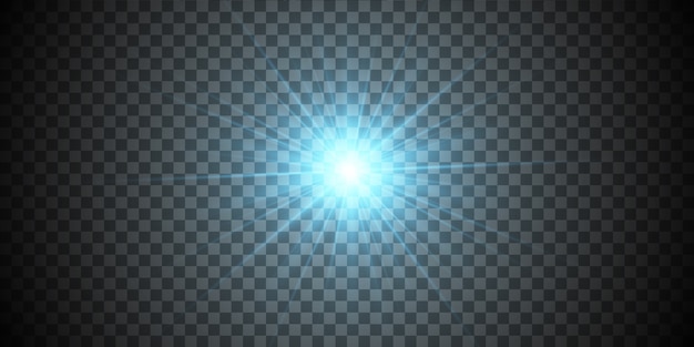Bright beautiful star on a transparent background. light from the rays.