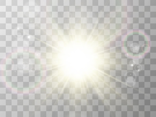 Bright beautiful star.Vector illustration of a light effect on a transparent background.