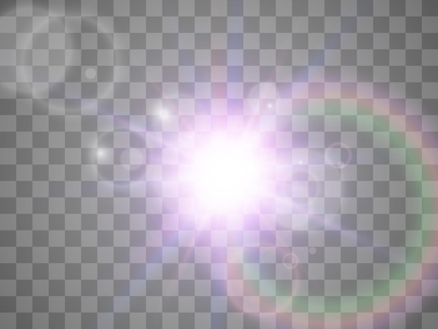 Bright beautiful starillustration of a light effect on a transparent background
